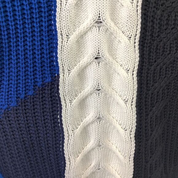 Nwt free Generation Sweater Sz S Fringe Sleeve Color Block Blue Black New - Picture 7 of 14